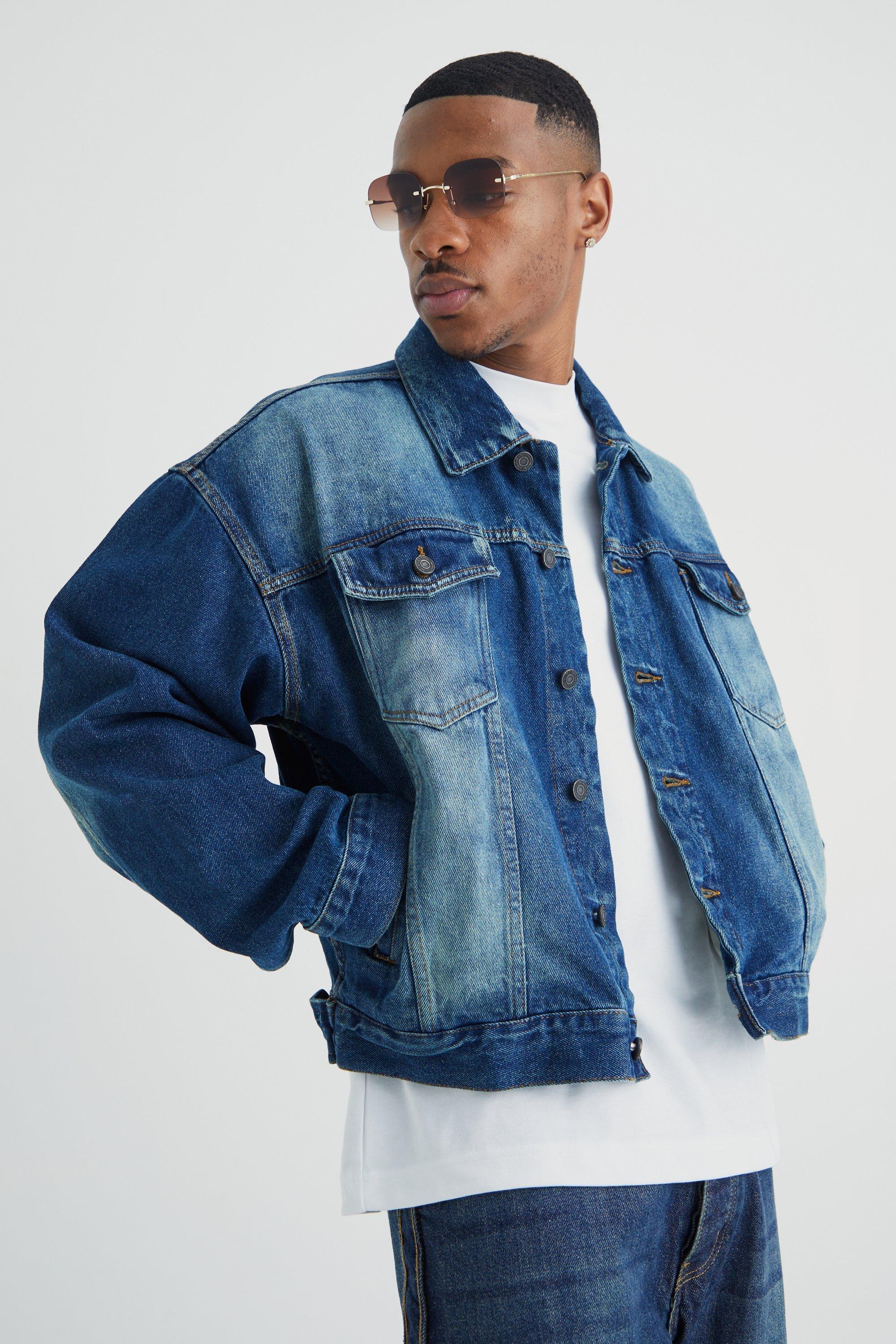 Boxy Fit Denim Jacket | boohooMAN USA